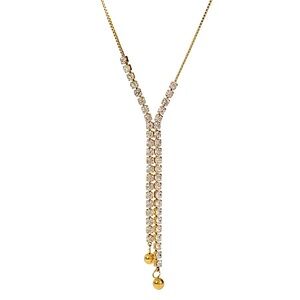 CZ Lariat Drop Necklace Stainless Steel